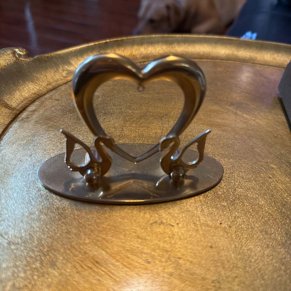 Matashi Chrome-Plated Loving Swans with Heart Figurine Ornament